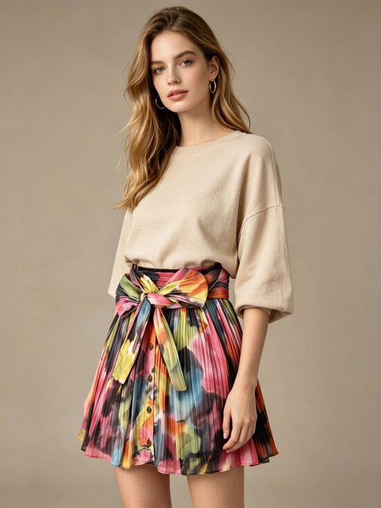 Walter Baker Dresses & Skirts - Walter Baker Womens Chiffon Pleated Abstract Print Short Skirt Y2K Size 2